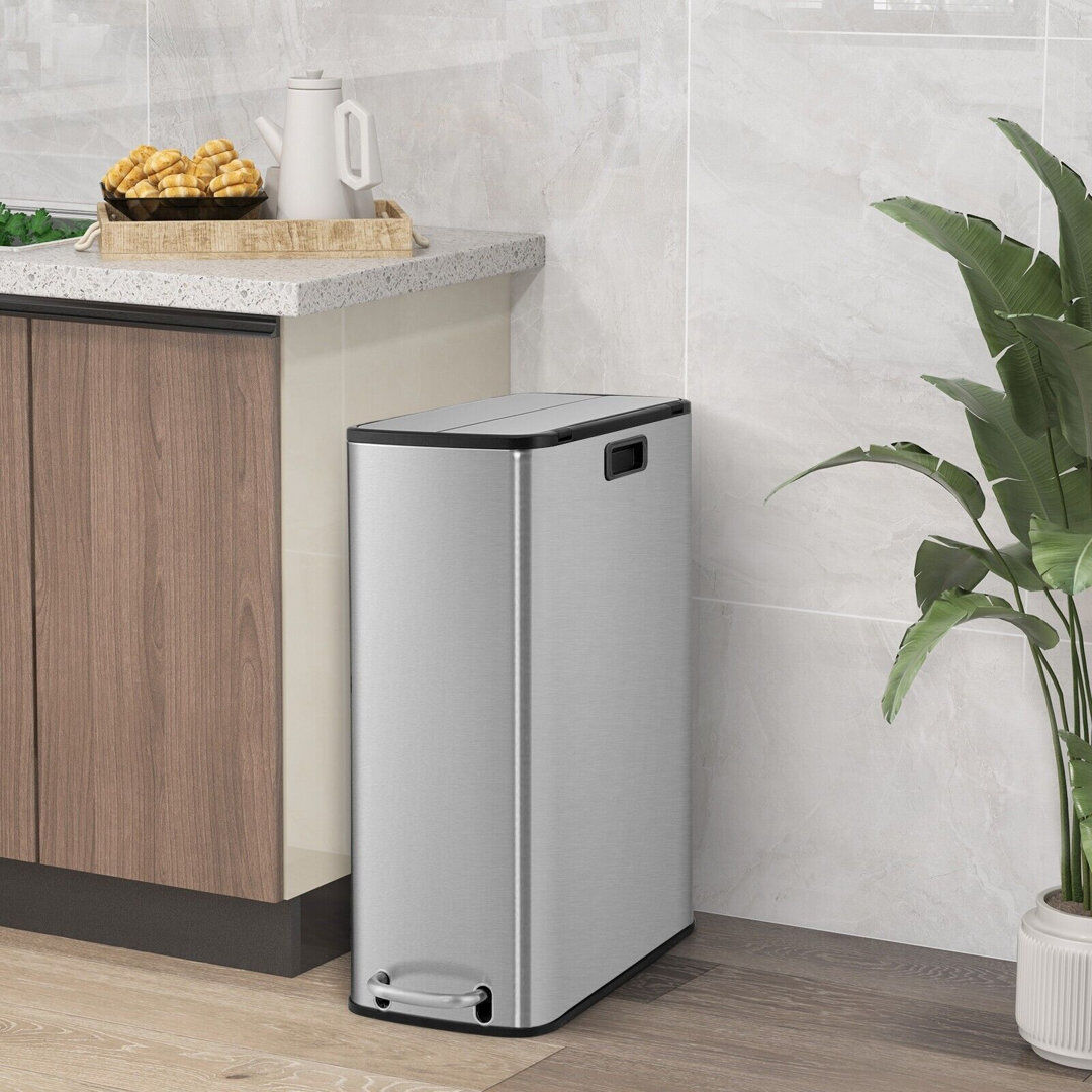 Rebrilliant Tangier Stainless Steel Step On Kitchen Trash Can - 10L Silver 10L