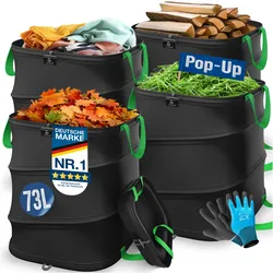 KESSER® Pop-Up-Gartensack Laubsack Gartenabfallsack inkl. Handschuhe   Selbststehend mit Griffen Stabil Robust & Faltbar   Laubsäcke Rasenschnitt Gartensäcke für Gartenabfälle Grünschnitt