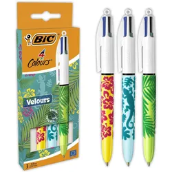 Bic, Schreibstifte, Mehrfarbenkugelschreiber 4 Colours Velours 3 Stück sortiert (3x)