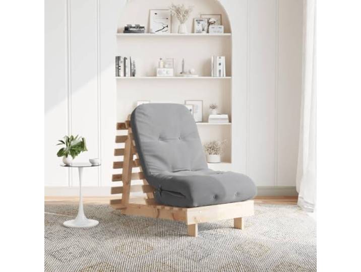 GBCDSWBR Futon Schlafsofa mit Matratze, Kiefer Massivholz, 60x206x11 cm Verstellbare Rückenlehne, Platzsparend klappbar, Rustikales Design