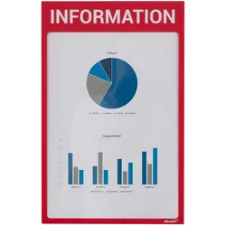 Ultradex, Informationsschild, Infotaschen mit Überschrift -Information- magnetisch für DIN A4 352x225mm VE=5 Stück rot
