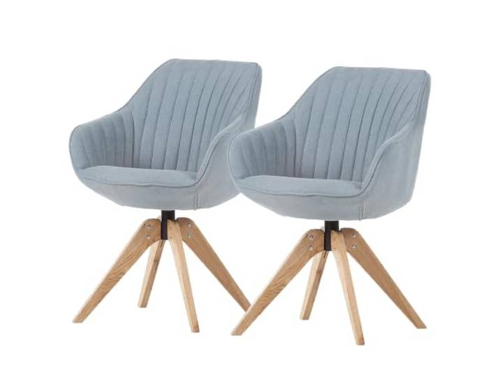 home24 Drehbarer Armlehnenstuhl Massivholz Textil 65 x 60 x 83 cm