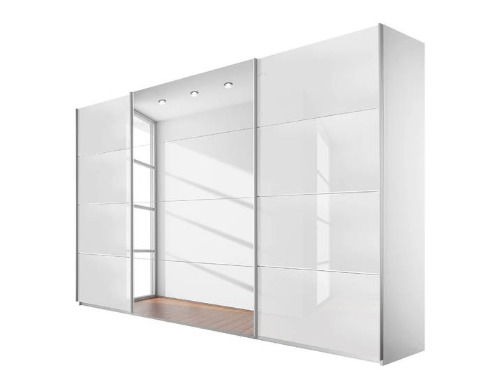 Schwebetürenschrank Spiegel 315 x 210cm Weiß