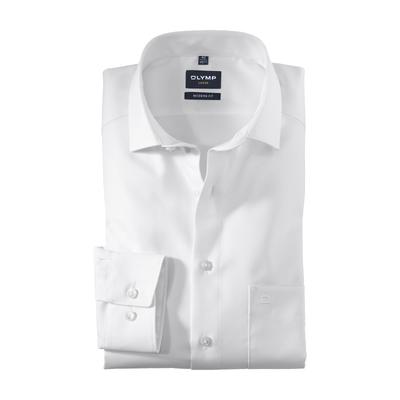 Businesshemd OLYMP "Luxor modern fit", Herren, Gr. 46, N-Gr, weiß, Web, Obermaterial: 100% Baumwolle, modern fit, Hemden