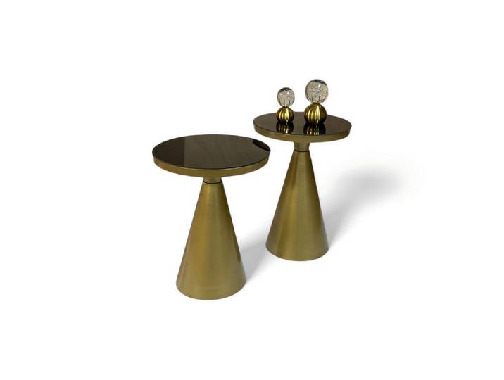 JVmoebel Beistelltisch Schwarzer Beistelltisch aus Holz und Edelstahl (2-St., Beistelltisch 1, Beistelltisch 2), Made in Europe