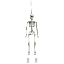 PartyDeco Deko Skelett 40cm Kunststoff - Gruselige Hängedekoration Skelettfigur Partydeko Halloween Party Gruselparty Spukhaus Skelettdekoration Hängefigur Weiß