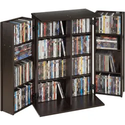 VEVOR Medienregal, 4-Ebenen DVD-Regal, 610x368x846 mm Medienschrank, Multimedia-Aufbewahrung für CDs, DVDs, Bücher, Spiele, CD-Regal für Wohnzimmer, Homeoffice, Aufnahmeraum, Braun