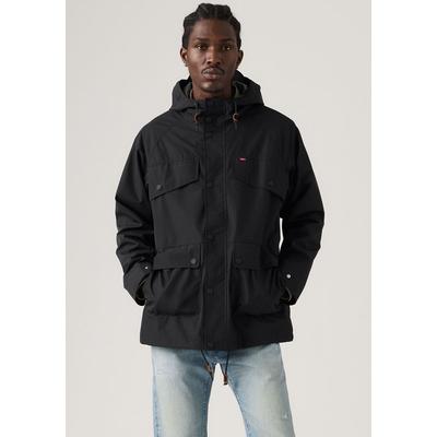 Parka LEVI'S "MARINA UTILITY PARKA", Herren, Gr. XL, jet schwarz, Web, Obermaterial: 100% Polyester, unifarben, normal Po-bedeckend, Rundhals, Jacken Parka, mit Kapuze