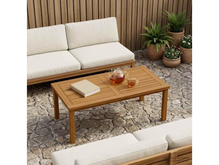 PTUGUOF Tischplatte Rechtwinklig Massives Teakholz Natur Wasserbasierte Beschichtung, Robust, Vielseitig, Leichte Pflege, Modernes Design