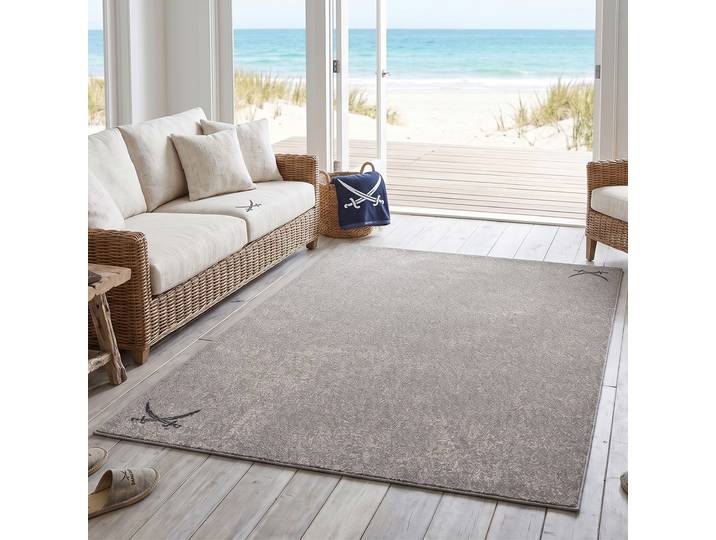 Teppich SANSIBAR Heide SA-036 , grau, B:80cm H:10mm L:150cm, Polypropylen, Teppiche, Teppich, modernes Design, Motiv, gekreuzte Säbel, Wohnzimmer