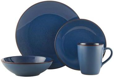 Pfaltzgraff Pierce Blue 16-Piece Dinnerware Set, Service for 4