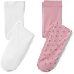 Tchibo - 2 Kinder-Feinstrumpfhosen - Mädchen - Gr. 98/104 - weiß/geblümt