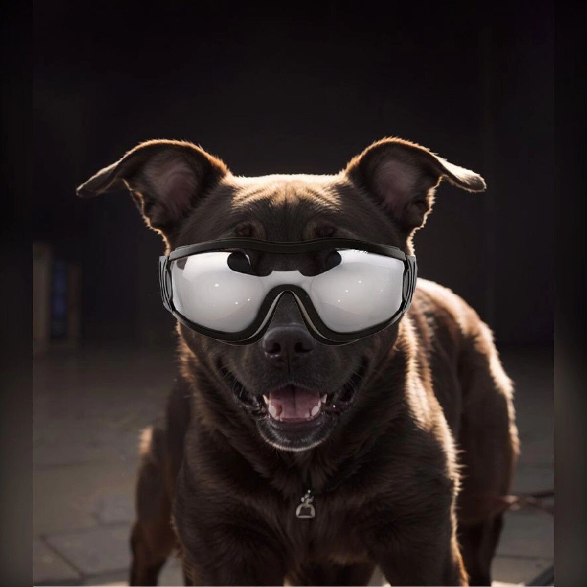 INF Hundeschutzbrille Anti-UV – Polycarbonat-Stoßschutz mit verstellbarer, gepolsterter Passform für Hunde S