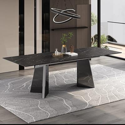 Unbrand "94.48"" Extendable Rectangular Sintered Stone Double Pedestal Dining Table Seat 8-10 - 94.48"""
