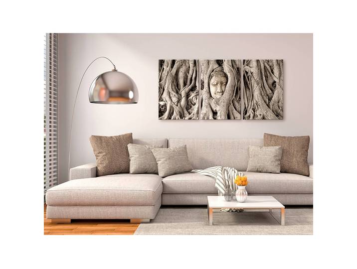 Wandbild Meditations Tree Leinen Braun 120 x 60cm