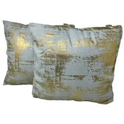 Jet-Line 2-er Deko Kissen Set Grau Gold 40x40 cm Sofakissen für Indoor mit Füllung