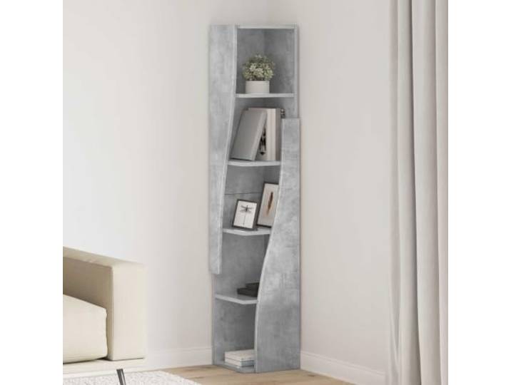 GPWERSDF Eckschrank 27,5x27x140cm Holzwerkstoff Betongrau Eckdesign, Holzwerkstoff, mattes Betongrau, Stauraum, Wohnzimmer, Wandmontage erforderlich