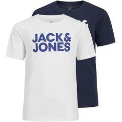 Jack&Jones - 2 Jack&Jones Corp Logo T-Shirts - Jungen - Gr. 140 - dunkelblau