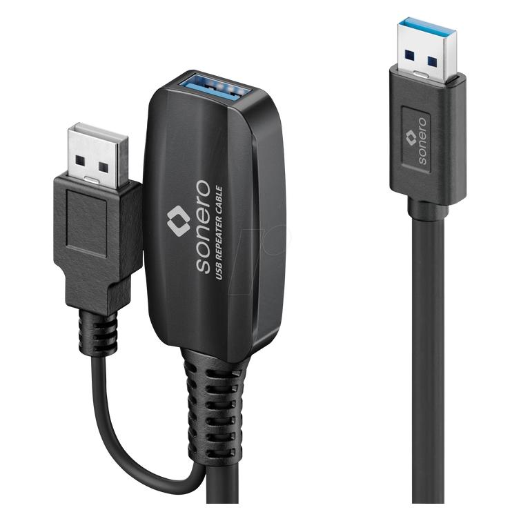 Purelink sonero USB 3.2 Gen1x1 Aktive Verlängerung - A/A - schwarz - 10,00m (10 m, USB 3.2 Gen 1) (S-XU3000-100)