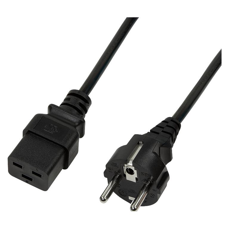 LogiLink Power Cord CEE 7/7-IEC C19 black 1.00m (1 m) (CP151)