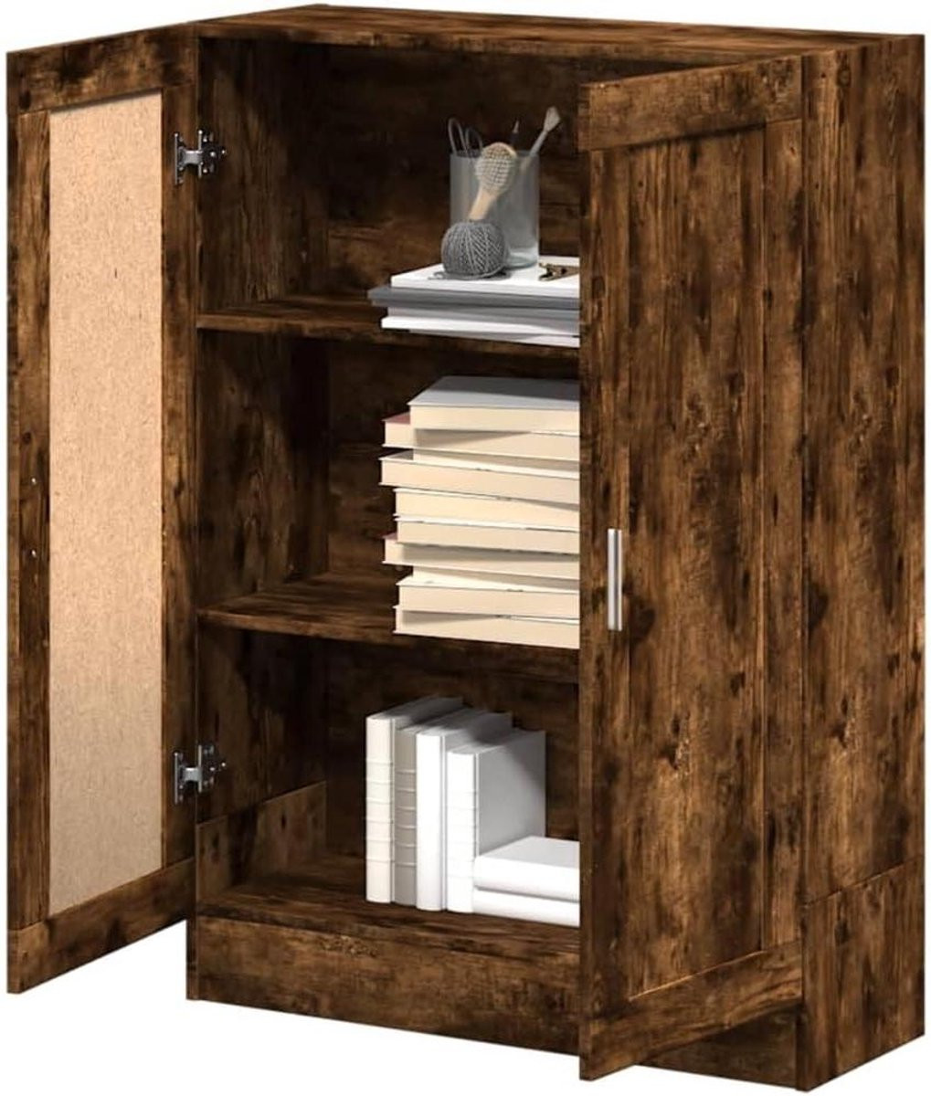 Boekenkast en Sideboard in Eiken Rookhout Effect, Bruin, Hoogte: 115 cm
