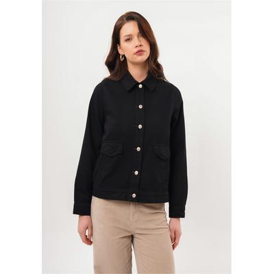 Outdoorjacke FRESHLIONS "Kalia", Damen, Gr. M, schwarz, 100% Baumwolle, lang, Jacken Outdoorjacke, im klassischen Design