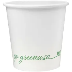 MONOUSO - Weißer Pappbecher "Go Green" 4Oz/120ml Ø6,2cm (50 Stück)