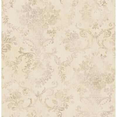 Seabrook Designs Bromsgrove Damask Unpasted Wallpaper