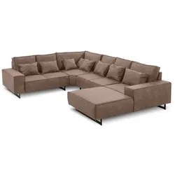 filippo Wohnlandschaft Antwerp Mikrofaser Braun 343 cm