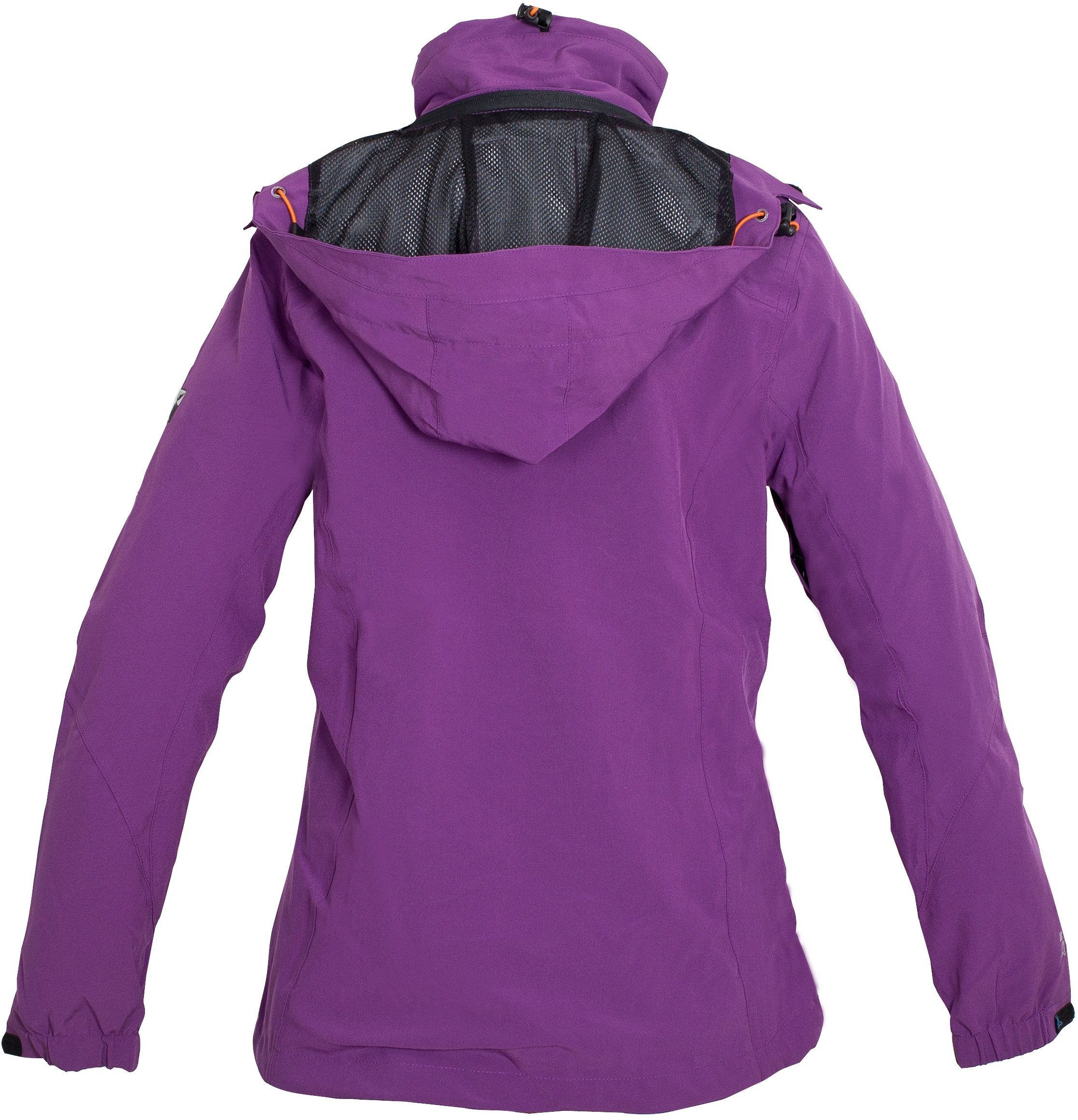 Outdoorjacke DEPROC ACTIVE "ASCOT WOMEN", Damen, Gr. 46 (L), lila, Web, 100% Polyester, regular fit hüftbedeckend, abnehmbar,verstellbar mit Daumenlöchern,mit verstellbarem Klettverschluss, Jacken Outdoorjacke, auch in Grossen Grössen erhältlich lila 46 (