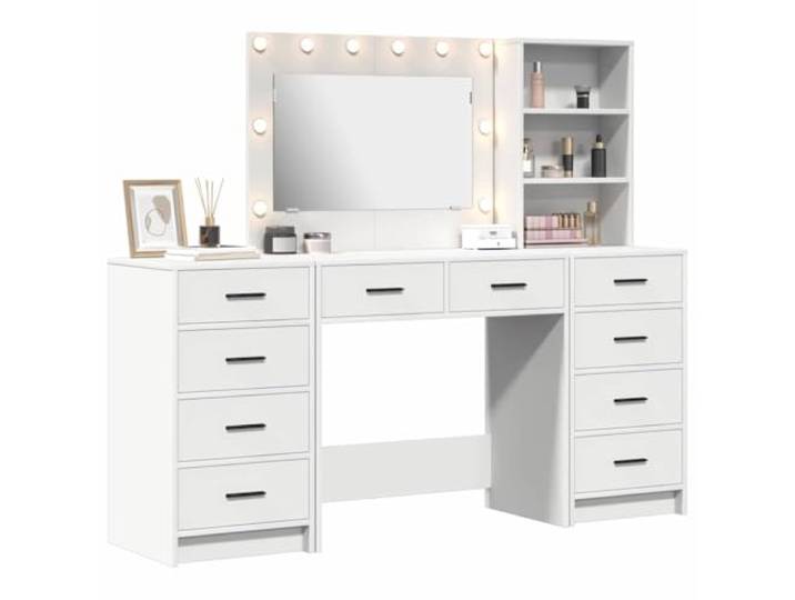 vidaXL Schminktisch 3 stk. Weiß 78,5 x 41 x 135 cm Holzwerkstoff Geräumiges Design für organisierte Essentials, LED-Schminklichter für perfektes Make-up,