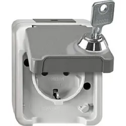Merten SCHUKO-Steckdose abschl. Schl./Schloss-Nr. 200 lichtgrau MEG2423-8029