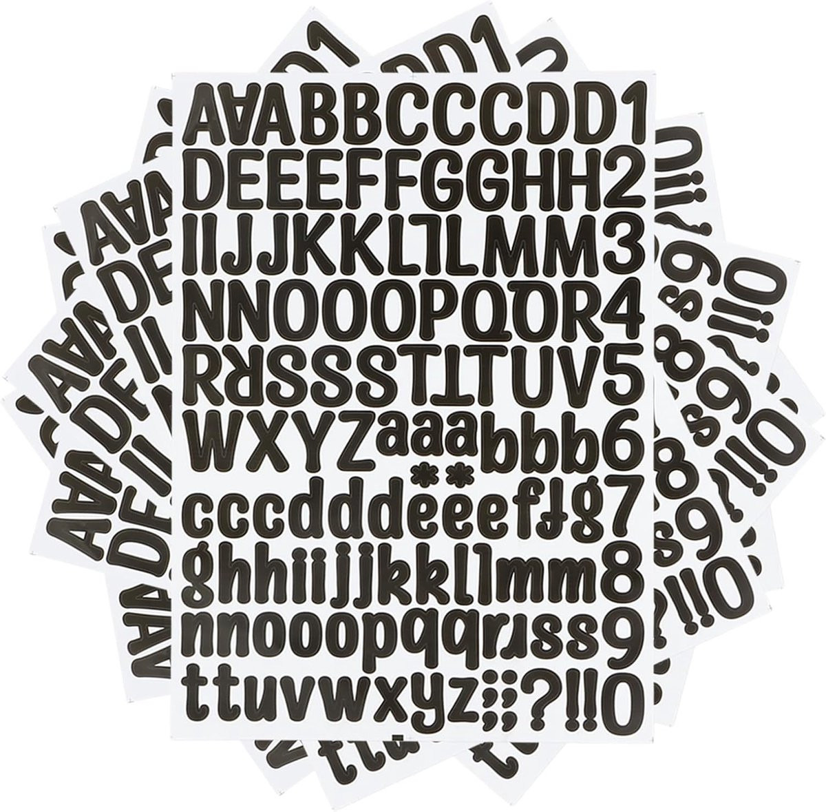 Kleine Zwarte Letterstickers Set van 8 Vellen voor Creatieve Projecten