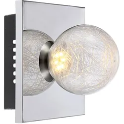 LED Wandlampe Wandleuchte Struktur Glaskugel Chrom H 15 cm Wohnzimmer Schlafzimmer
