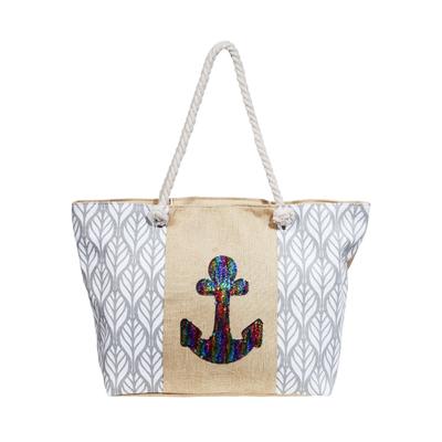 Strandtasche CHAM CHAM "Damen Handtasche aus Textil, Maße: 58x36x15cm", Damen, grau, Textil, Taschen Strandtasche