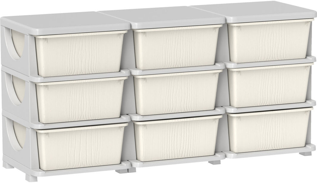 Zoomie Kids HOMCOM Kids Storage Units with Drawers 3 Tier Chest Dresser Tower Cream 56.5;56.5cm H X 113cm W X 37cm D