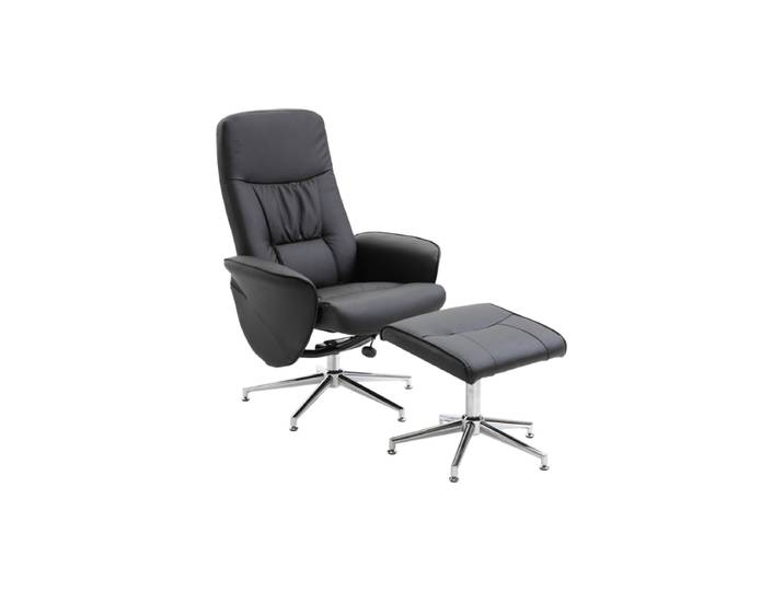 Design Relaxsessel „Rolf“ mit Fusshocker Kunstleder Schwarz VE DESIGN
