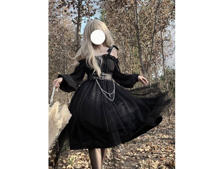 Robe gothique Lolita Cos Halloween noël robe Lolita foncée japonaise rétro douce fille robe de soirée de thé