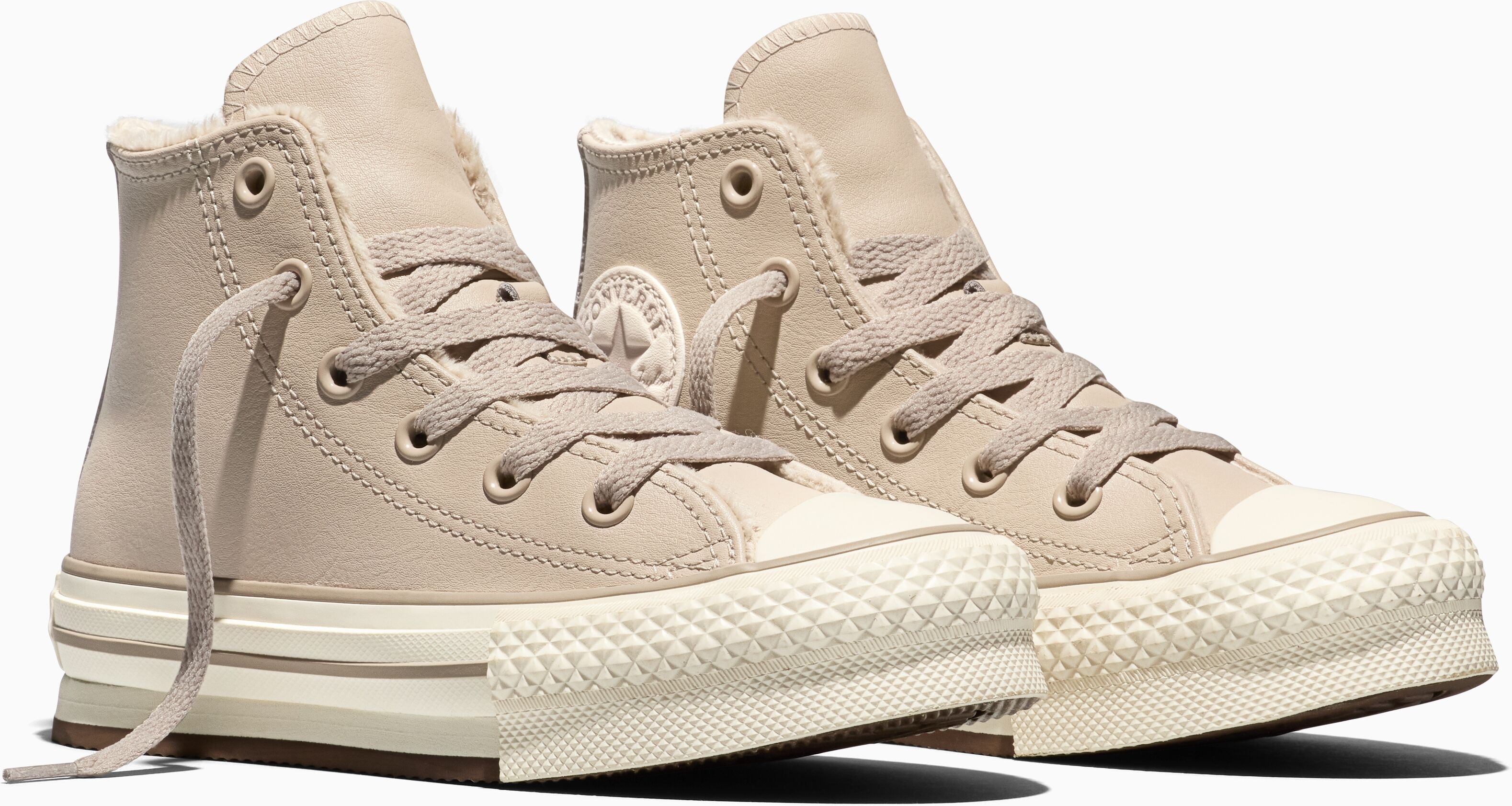 Sneaker CONVERSE "Chuck Taylor All Star EVA Lift", Kinder, Gr. 31, beige (papyrus, papyrus, egret), Leder, Schuhe Sneaker, wetterfestes Leder, gefüttert