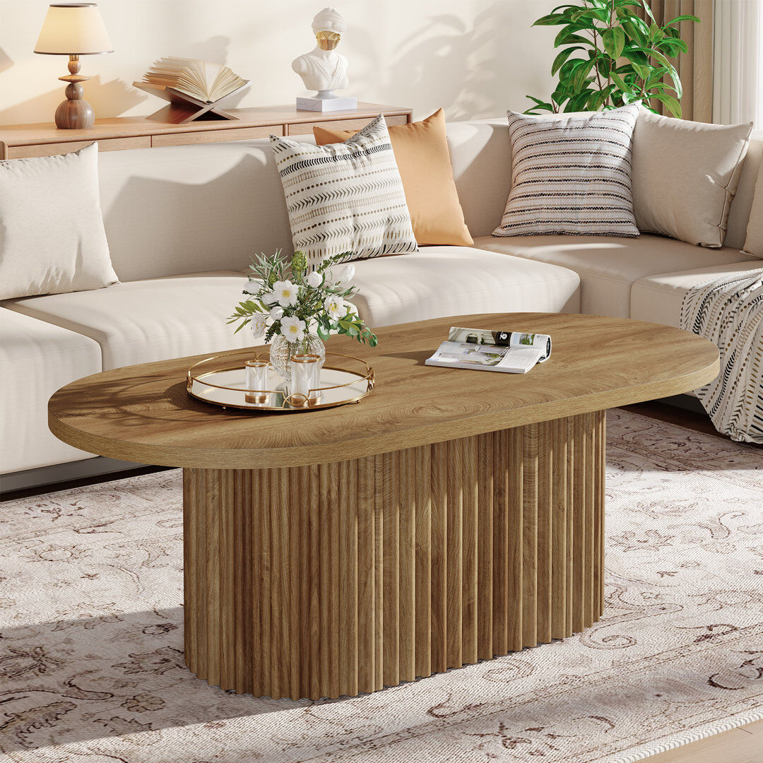 Blue Elephant Pedestal Coffee Table with Storage Brown 45cm H X 120cm W X 60cm D