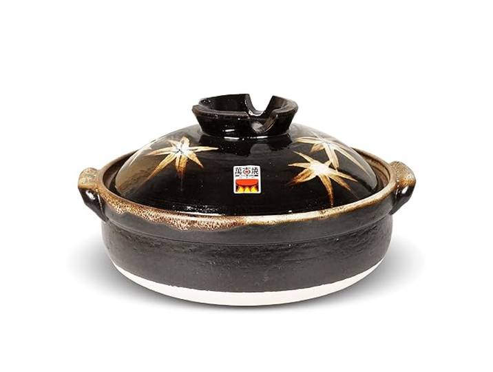 Yokkaichi Banko-yaki Donabe: Eleganter Steingut-Topf mit Herbstblättern, mikrowellen- und ofenfest, perfekt für Eintöpfe und heiße Töpfe, hergestellt in Japan (2,2 Quart)