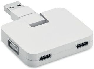 Hub USB 4 Ports Personnalisé - SQUARE-C ABS blanc
