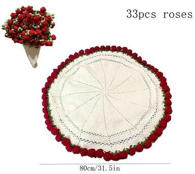 Inspire Daily Merch Soft And Lightweight Finished Flower Bouquet Blanket Knitted Throw Blanket For Valentines Day Wedding Birthday Home diameter 80cm