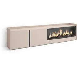 LOWBOARD, Beige, 212/35/50cm, Kamin mit Feuereffekt XXL