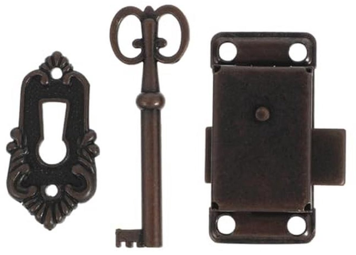 Set van 2 Antieke Vintage Kastdeursloten met Sleutel voor Meubels, Sieradenbox of Gereedschapskist