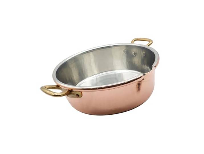 CREARTISTIC Risotto kupfertopf – KupferPfanne - 2 stabilen Handschellen aus Messing und praktischem Ausguss -Verwenden Sie Küchenkellen aus Holz oder silikon - Professionelle 28cm Bratpfanne für 3,5l