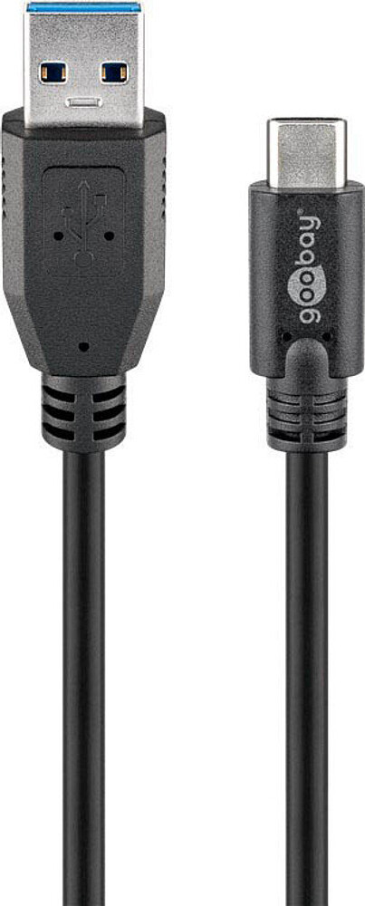 Goobay Sync en Charge Super Speed USB-C naar USB-A 3.0 oplaadkabel, zwart, 2 meter