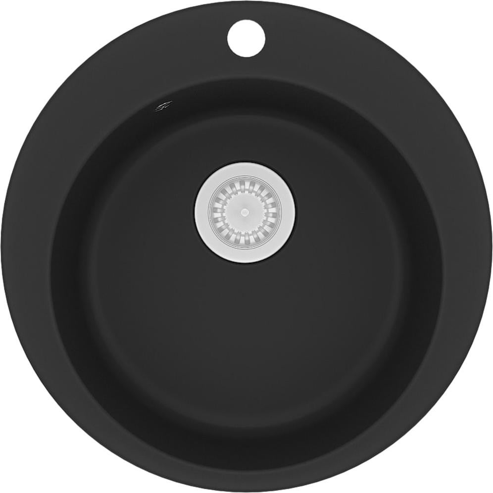 vidaXL Granieten spoelbak, enkele kom, rond, zwart