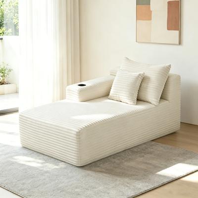 Dovelina 37.5-inch left chaise longue with plush beige velvet cup holder flexible matching mainly