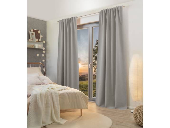 Vorhang HOME WOHNIDEEN ASHTON , grau, B:135cm H:245cm, Polyester, Gardinen, Vorhang, Verdunklungsschal, 100% Blackout